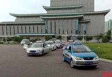 Taxis in Pyongyang in August 2018