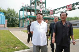 Kim Jong Un during a site visit to Sunchon Chemical Complex