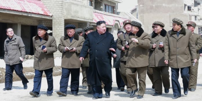 Kim Jong Un on a site visit to the Samjiyon construction site in April 2019