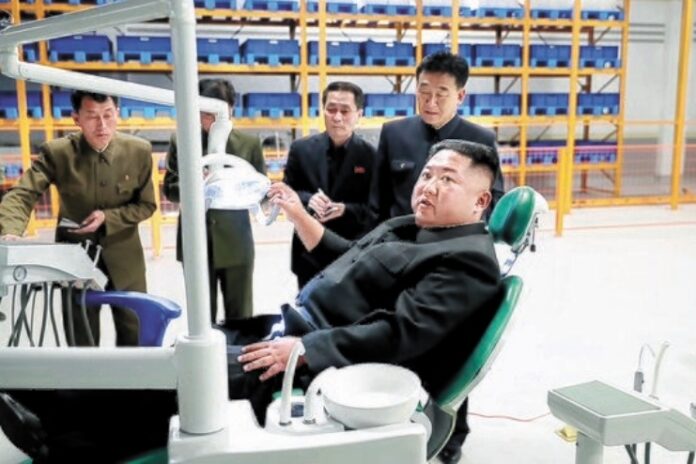 North Korean leader Kim Jong Un at a factory for an inspection