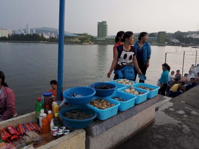 Seafood on display in Wonsan, North Korea.