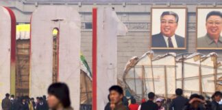 Kim Sung Square, Pyongyang, during preparations for the 100th anniversary of Kim Il Sung's birthday, April 2012