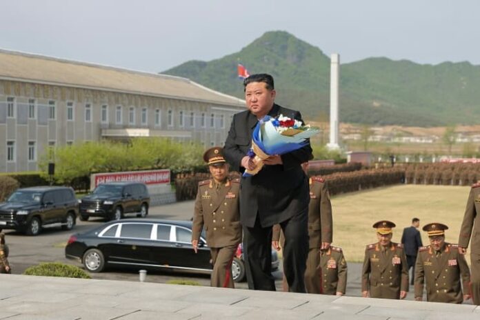 Kim Jong Un visits a Korean People's Army mechanized infantry unit in western North Korea on Apr. 25, 2026, during the 94th founding anniversary of the Korean People's Revolutionary Army