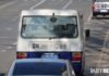 A North Korean vehicle with a North Pyongan province license plate travels on a street in Dandong, Liaoning province, China, in February 2019.