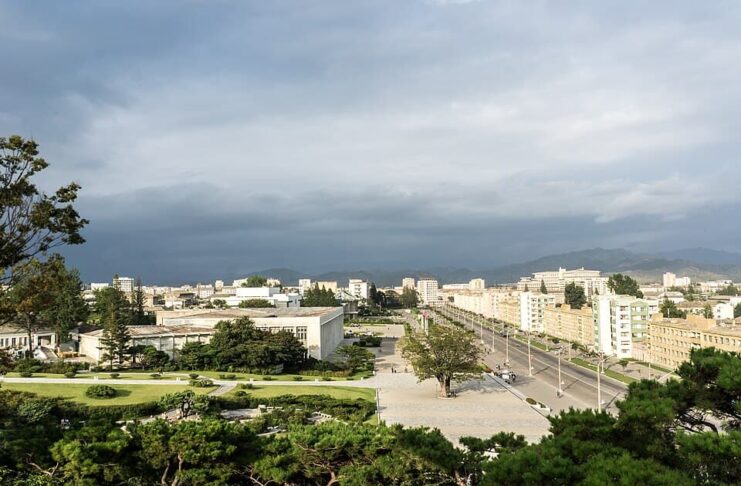 Aerial view of central Hamhung, South Hamgyong province, North Korea
