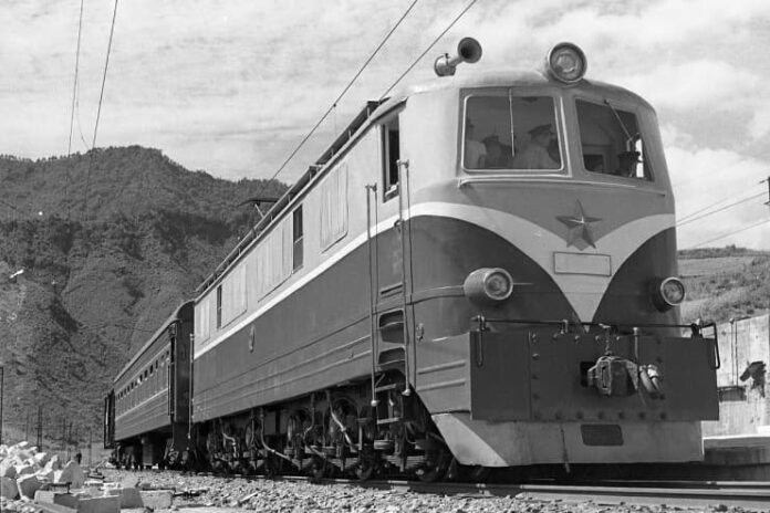 North Korean state media photo of a locomotive complex, used to illustrate a North Korea train corruption story