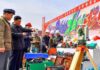 North Korea targets housing material theft North Korean officials inspect construction equipment at a rural housing construction site