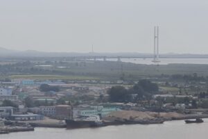  View of Sinuiju, North Pyongan province, seen from Dandong, China