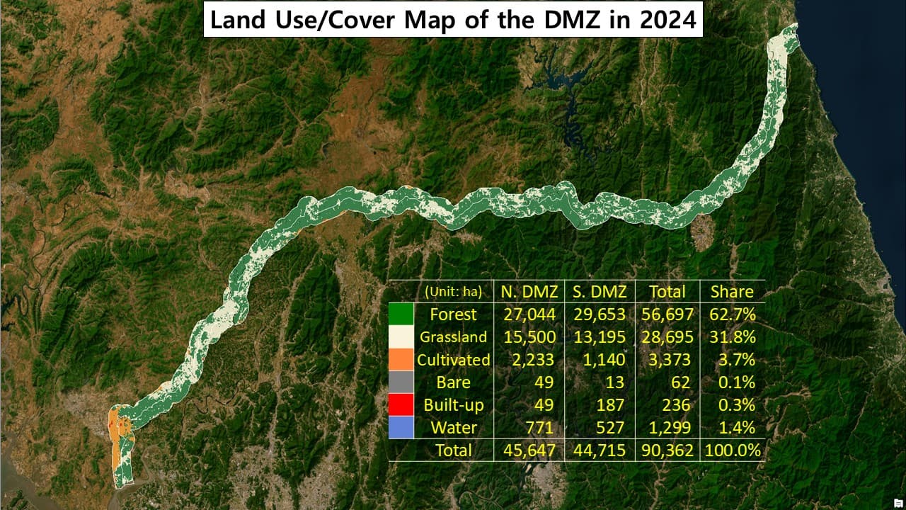 2024 DMZ land use map showing forest and grassland cover