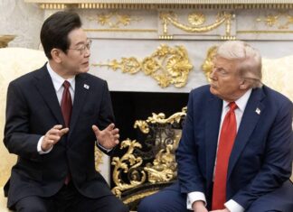 Trump plays the Kim Jong Un card amid Seoul-Washington discord South Korean President Lee Jae-myung and U.S. President Donald Trump talk in the Oval Office at a 2025 White House summit