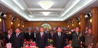 Chinese and North Korean officials at military anniversary banquet in Pyongyang