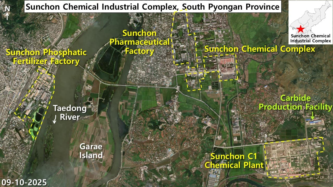 Satellite image of Sunchon chemical industrial complex in North Korea