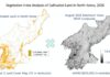 Map of North Korean farmland overlaid with the August 2026 eVIIRS vegetation index